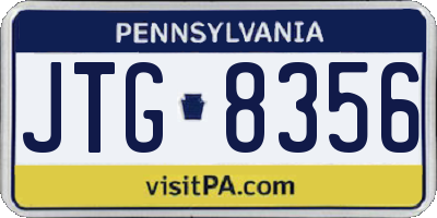 PA license plate JTG8356