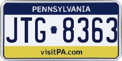 PA license plate JTG8363