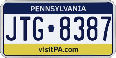 PA license plate JTG8387
