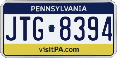 PA license plate JTG8394