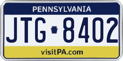 PA license plate JTG8402