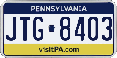 PA license plate JTG8403