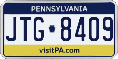 PA license plate JTG8409