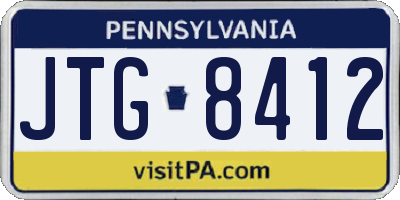PA license plate JTG8412