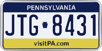 PA license plate JTG8431