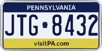 PA license plate JTG8432
