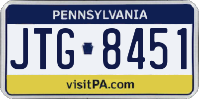 PA license plate JTG8451