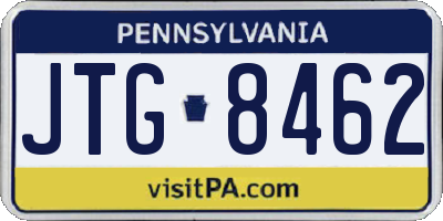 PA license plate JTG8462