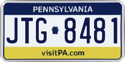 PA license plate JTG8481