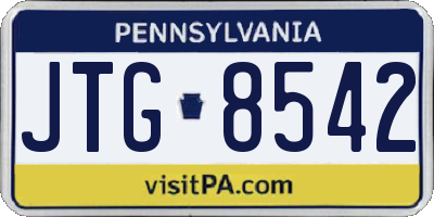 PA license plate JTG8542