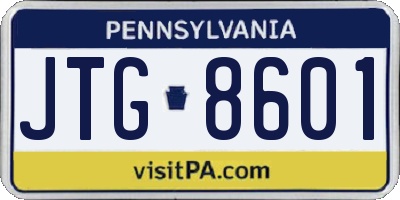 PA license plate JTG8601