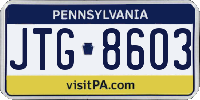 PA license plate JTG8603