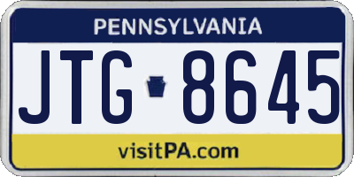 PA license plate JTG8645
