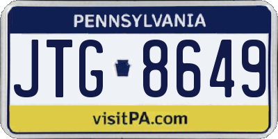 PA license plate JTG8649