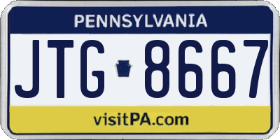 PA license plate JTG8667