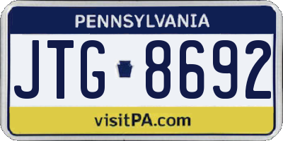 PA license plate JTG8692