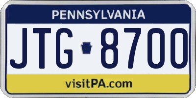 PA license plate JTG8700