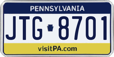 PA license plate JTG8701