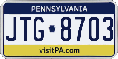 PA license plate JTG8703