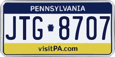 PA license plate JTG8707