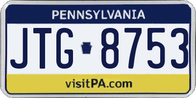 PA license plate JTG8753