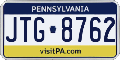PA license plate JTG8762