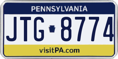 PA license plate JTG8774
