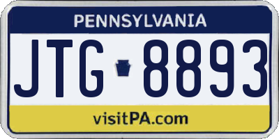 PA license plate JTG8893