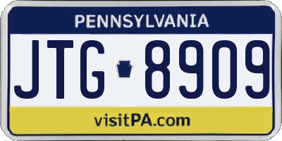 PA license plate JTG8909