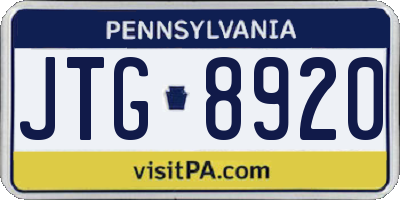 PA license plate JTG8920