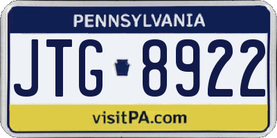 PA license plate JTG8922