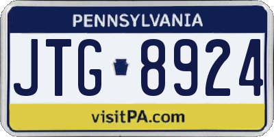 PA license plate JTG8924