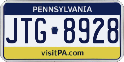 PA license plate JTG8928