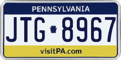 PA license plate JTG8967