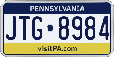 PA license plate JTG8984