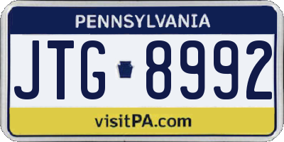 PA license plate JTG8992