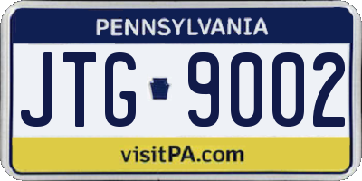 PA license plate JTG9002