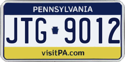 PA license plate JTG9012