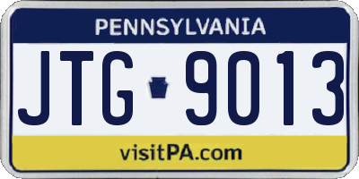PA license plate JTG9013