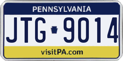 PA license plate JTG9014
