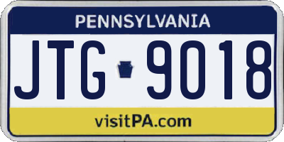 PA license plate JTG9018