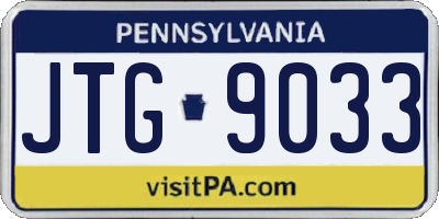 PA license plate JTG9033