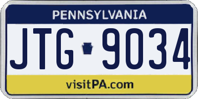 PA license plate JTG9034