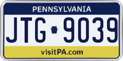 PA license plate JTG9039