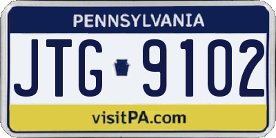 PA license plate JTG9102