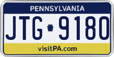 PA license plate JTG9180