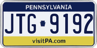 PA license plate JTG9192