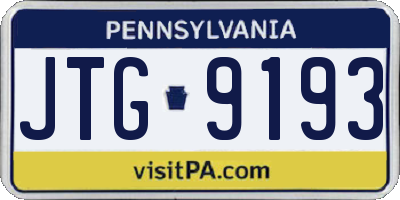 PA license plate JTG9193