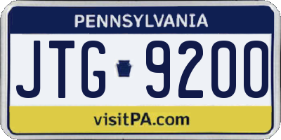 PA license plate JTG9200