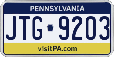 PA license plate JTG9203